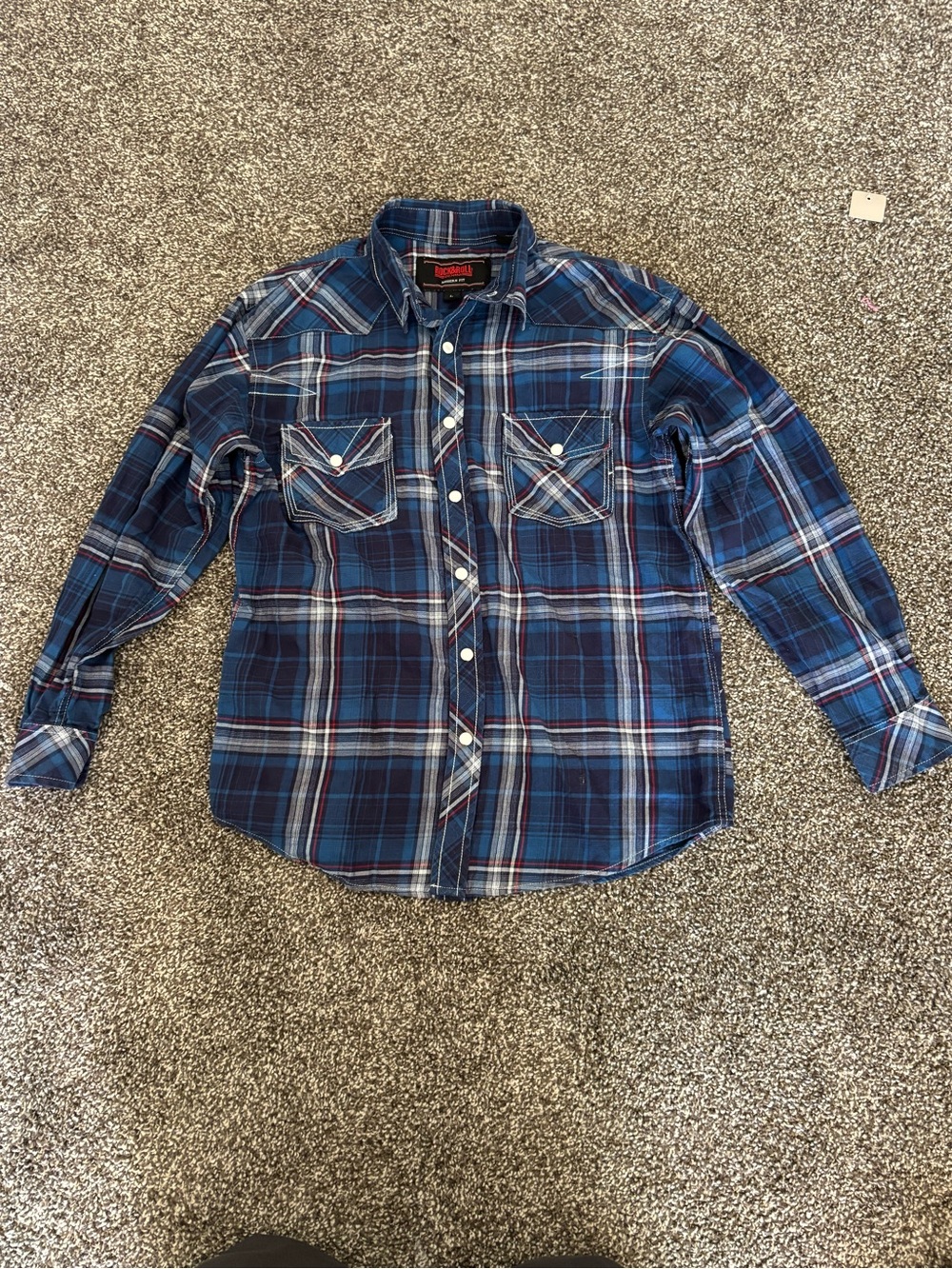 Kids Blue Plaid Long-Sleeve Button-Up Shirt